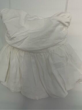 Showpo strapless white bubble peplum top US Size 2